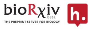 Logos for bioRxiv and Hypothesis.