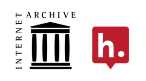 Logos for the Internet Archive and Hypothesis.