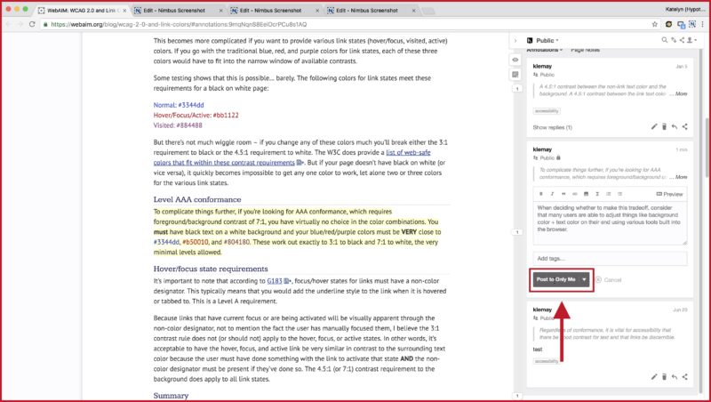 Creating a Private Annotation : Hypothesis