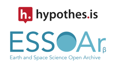 Logos for Hypothesis and the Earth and Space Science Open Archive (ESSOAr).