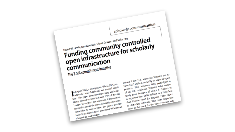 Tilted screenshot of a scholarly article titled "The 2.5 Commitment Initiative"