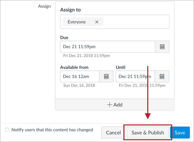 Location of Save & Publish button