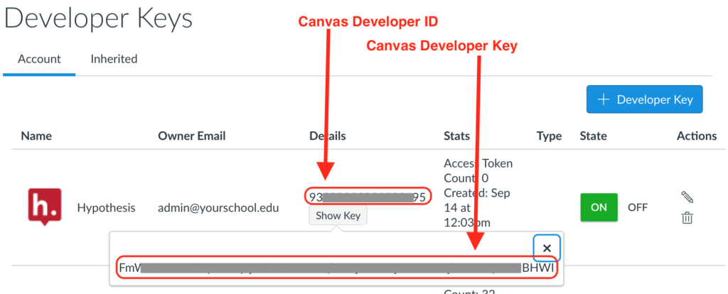 Locations of Developer ID and Key