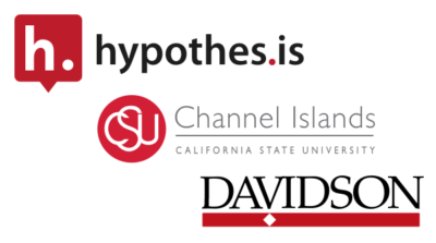 Logos for Hypothesis California State University Channel Islands, & Davidson College, stacked from upper left to bottom right.