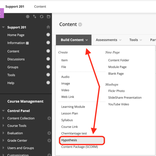 uploading scorm package to blackboard