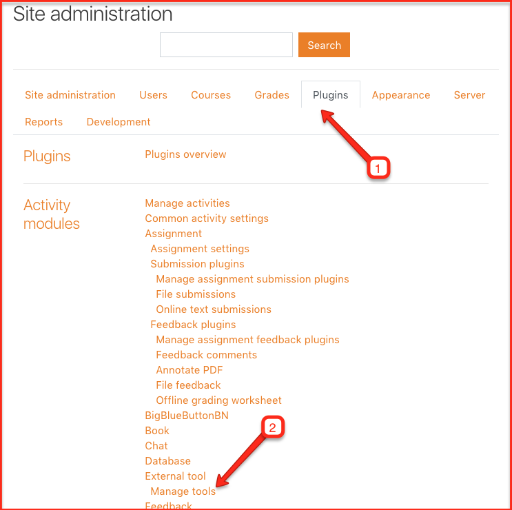 Location of Manage tools option