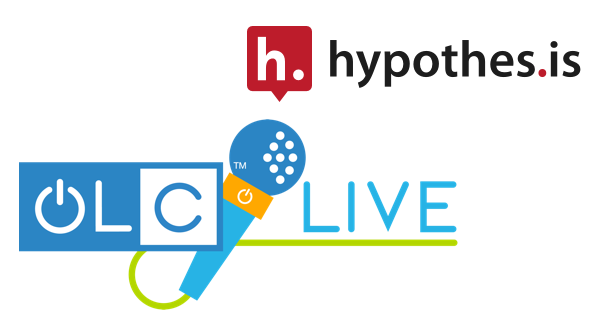 The Hypothesis icon and wordmark above the microphone in the OLC Live logo.