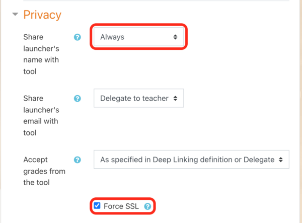 Privacy configuration