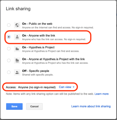 How Do Sharing Settings Work in Google Drive for Hypothesis-enabled LMS Assignments? : Hypothesis