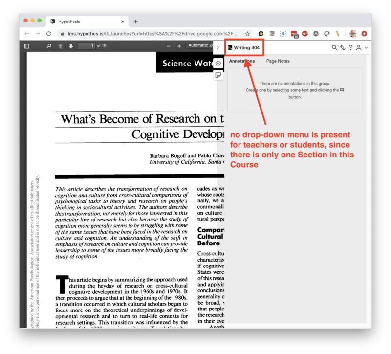 Using Canvas Sections to Create Hypothesis Reading Groups Hypothesis