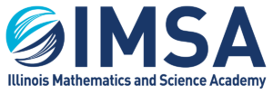 Illinois Mathematics and Science Academy logo with name of school below nickname, "IMSA"