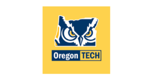 Square Oregon Institute of Technology logo in mustard yellow with a purple, yellow and white owl head above the words Oregon Tech in yellow, purple and white