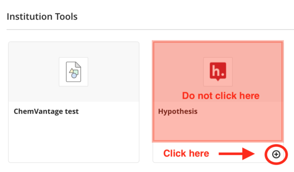 Location of plus icon in the Hypothesis tool pane