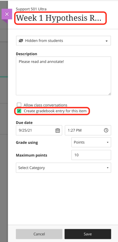 Hypothesis assignment settings