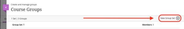 Blackboard Ultra location of New Group Set button