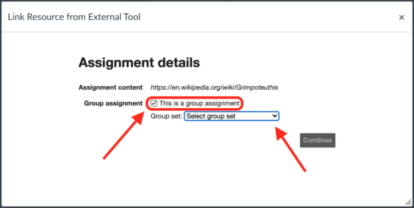 Location to indicate a Group Assignment