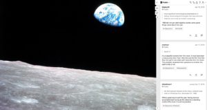 Screenshot of annotations on the article 50 Years Ago in Photos: A Look Back At 1968 in The Atlantic, showing an image of the earthrise form the moon.