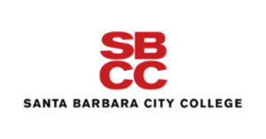 Red, white, and black Santa Barbara City College logo with SBCC in red and below that the name of the school in black.