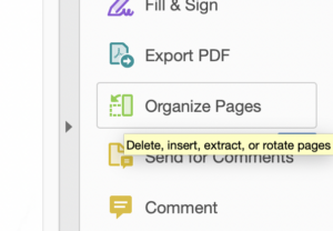 The Organize Pages button in Adobe Acrobat