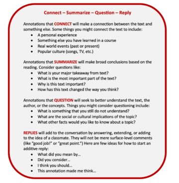 Connect – Summarize – Question – Reply Annotation Assignment ...